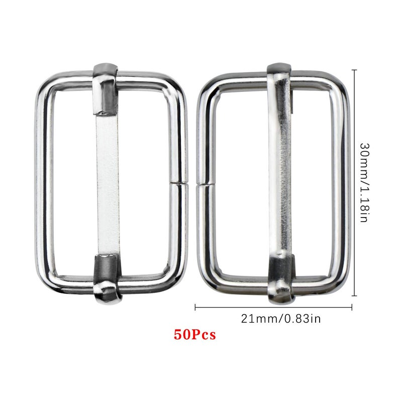 Hysagtek 50 Pcs 1 Inch Metal Adjustable Slide Adjusters Slide Buckle Strap Triglides Slides Metal Tri Glide for Making Handbag, Backpack, Luggage Bag - Image 3